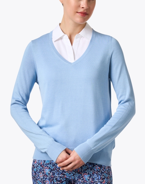 Front image - Repeat Cashmere - Blue Cotton Blend Sweater