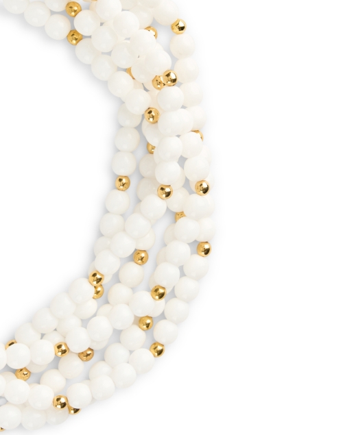 Fabric image - Kenneth Jay Lane - White Glass and Gold Multi Strand Necklace