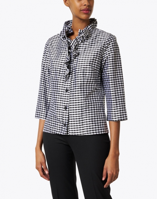 Front image - Connie Roberson - Celine Black and White Check Silk Shirt