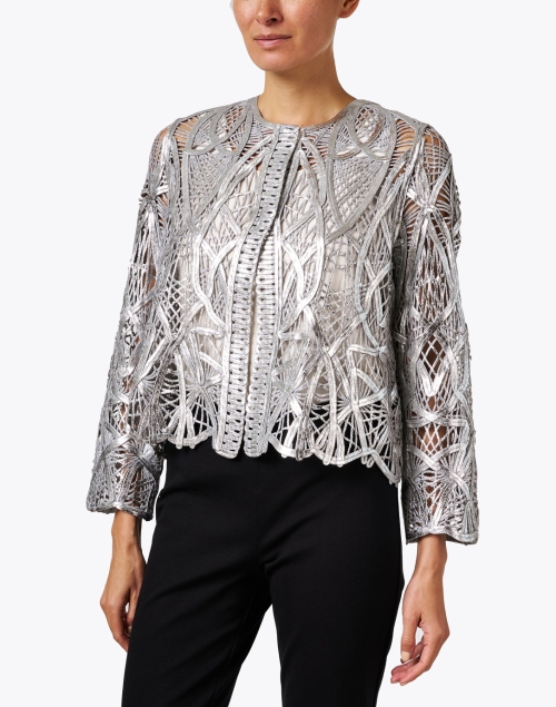 Front image - Rani Arabella - Silver Lace Topper Jacket