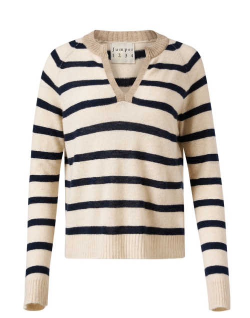 Product image - Jumper 1234 - Navy and Beige Striped Cashmere Sweater