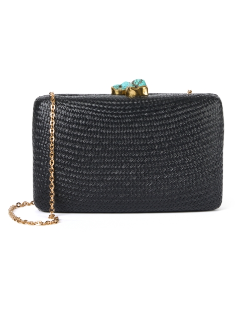 Extra_1 image - Kayu - Jen Black Straw Clutch with Turquoise Closure