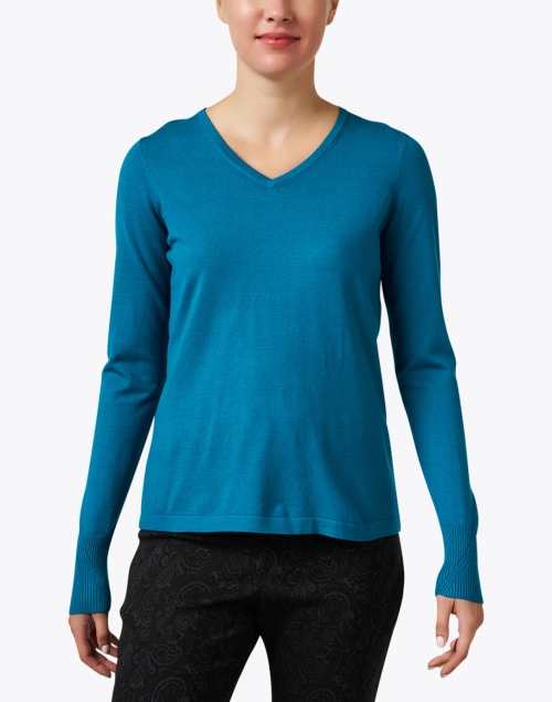 Front image - J'Envie - Teal V-Neck Sweater