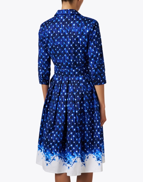 Back image - Samantha Sung - Audrey Blue Border Print Stretch Cotton Dress