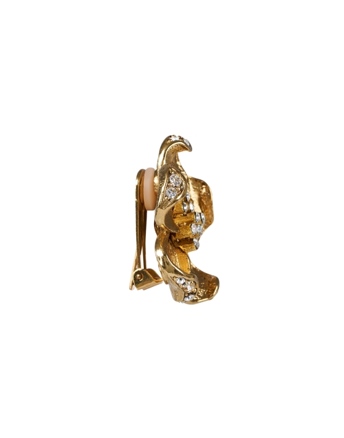 Back image - Oscar de la Renta - Gold Ladybug Flower Earrings