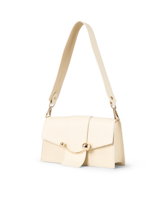 Front image - Strathberry - Mini Crescent Cream Leather Shoulder Bag