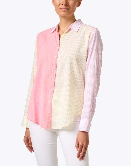 Front image - Xirena - Beau Pink and Yellow Stripe Shirt