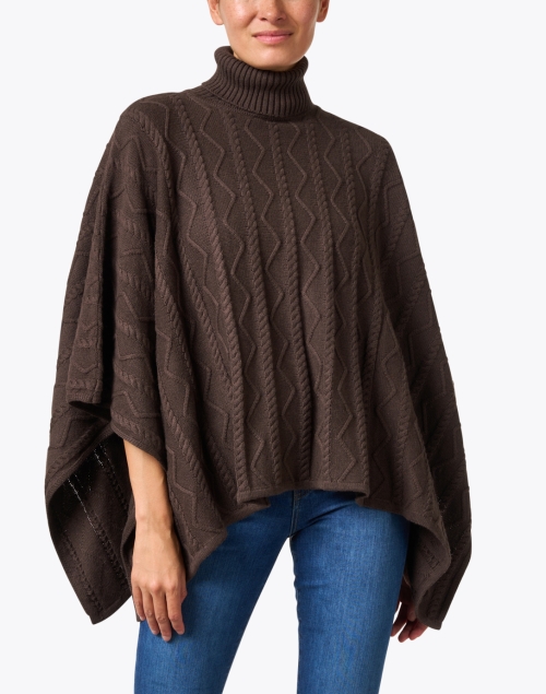 Front image - Burgess - Perry Brown Cotton Cashmere Poncho