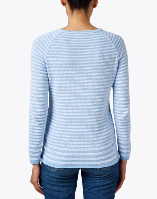 Back image - Blue - Blue and White Striped Cotton Sweater