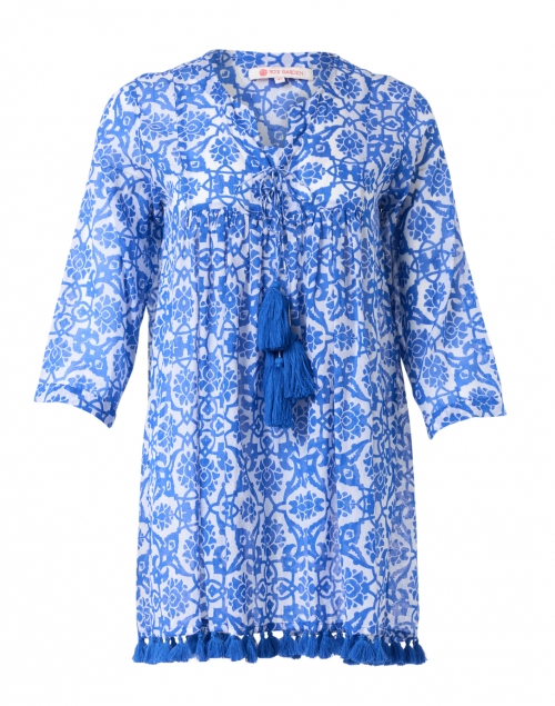 Ro's Garden -  Seychelles Blue Floral Cotton Tunic