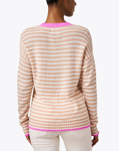 Back image - Jumper 1234 - Orange and Pink Striped Cashmere Sweater