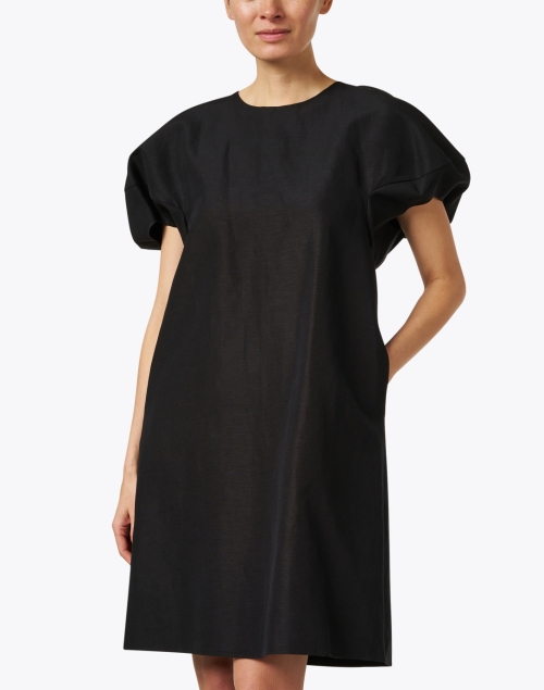 Front image - Lafayette 148 New York - Black Silk Linen Dress