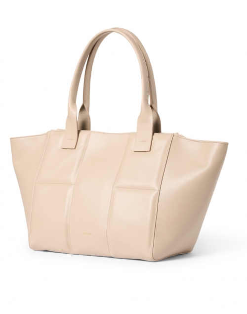 Front image - DeMellier - Casablanca Taupe Smooth Leather Tote Bag