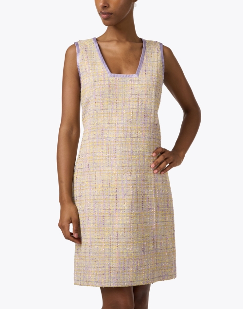 Front image - St. John - Yellow and Lavender Tweed Dress