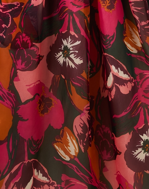 Fabric image - Sara Roka - Riah Red Multi Floral Silk Dress