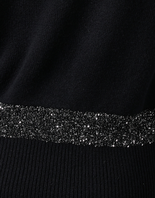 Fabric image - Seventy - Black Metallic Stripe Turtleneck Sweater