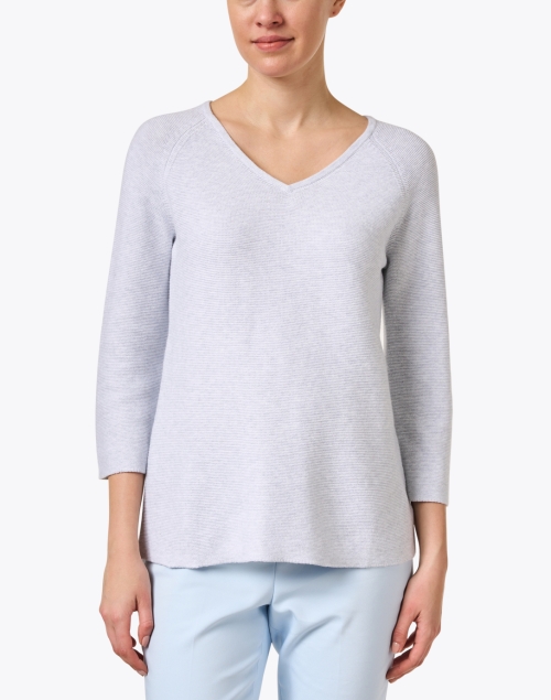Front image - Kinross - Grey Cotton Garter Stitch Sweater