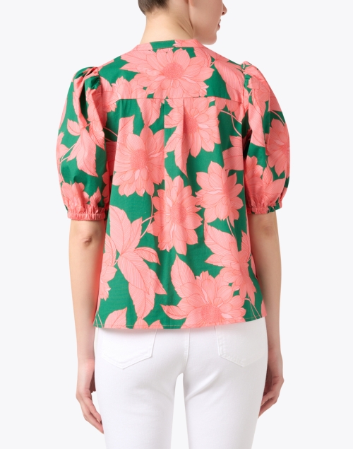 Back image - Shoshanna - Aster Pink and Green Print Cotton Blouse