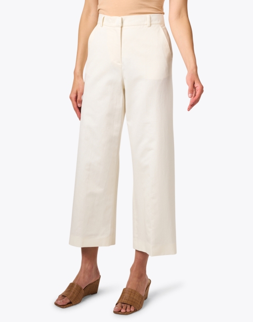 Front image - Weekend Max Mara - Zircone Ivory Cotton Linen Pant