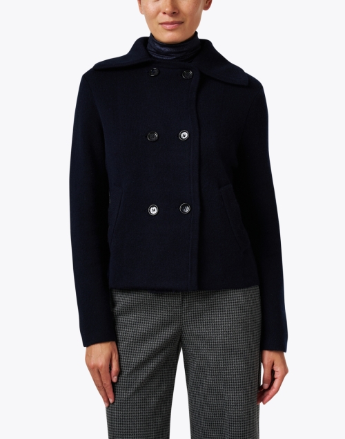 Front image - Allude - Navy Double Breasted Jacket