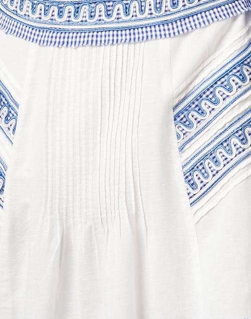 Fabric image - Veronica Beard - Pasha White and Blue Cotton Linen Dress