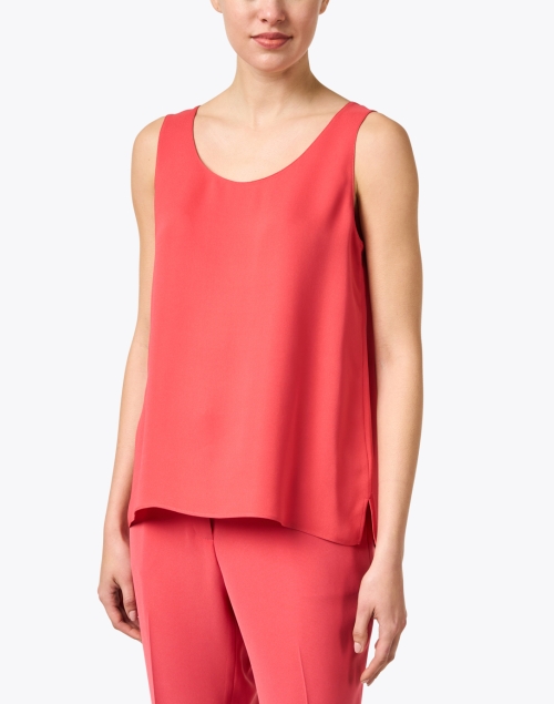 Front image - Lafayette 148 New York - Finnley Coral Pink Silk Top