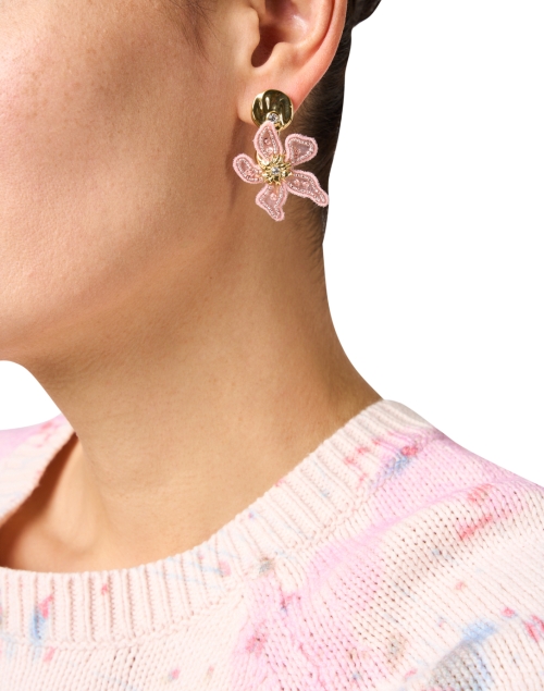 Estefania Pink Flower Drop Earrings