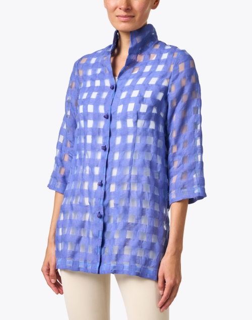 Front image - Connie Roberson - Rita Blue Sheer Plaid Jacket