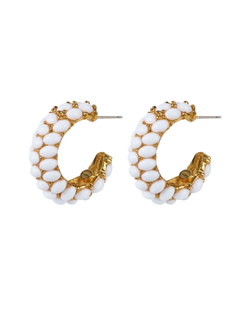 Product image - Kenneth Jay Lane - White and Gold Hoop Earrings
