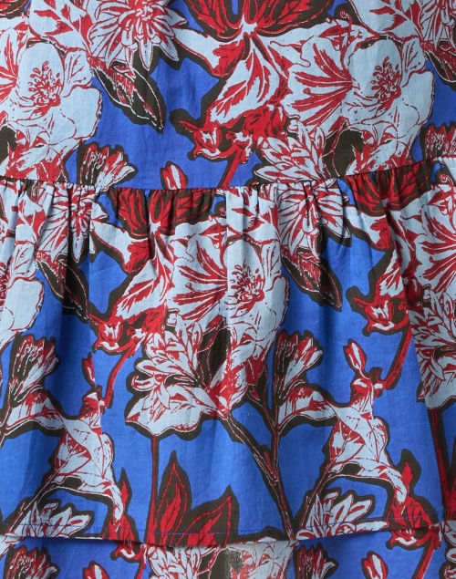 Fabric image - Ro's Garden - Blue and Red Floral Print Shirt Dress