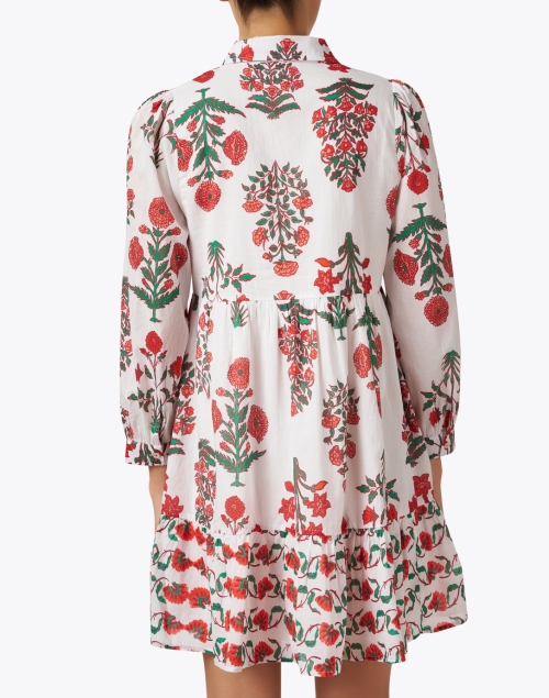 Back image - Ro's Garden - Romy White and Red Floral Shirt Dress