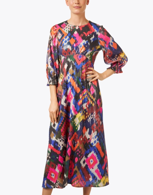 Front image - Vilagallo - Kara Multi Ikat Sequin Print Dress