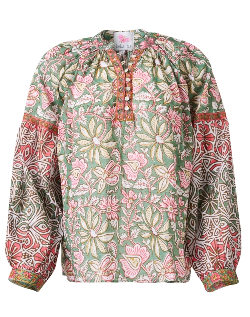 Product image - Bella Tu - Nicki Green and Pink Floral Print Top