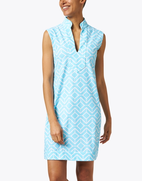 Front image - Jude Connally - Kristen Light Blue Print Dress