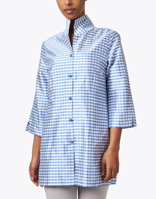 Front image - Connie Roberson - Rita Caribbean Check Gingham Silk Top