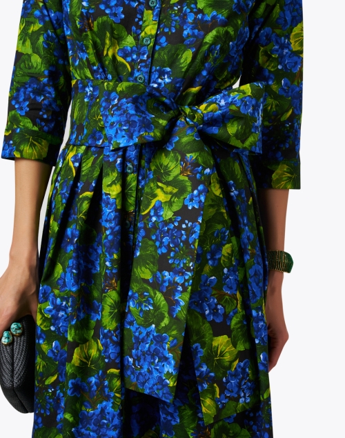 Extra_1 image - Samantha Sung - Audrey Blue and Green Floral Print Stretch Cotton Dress