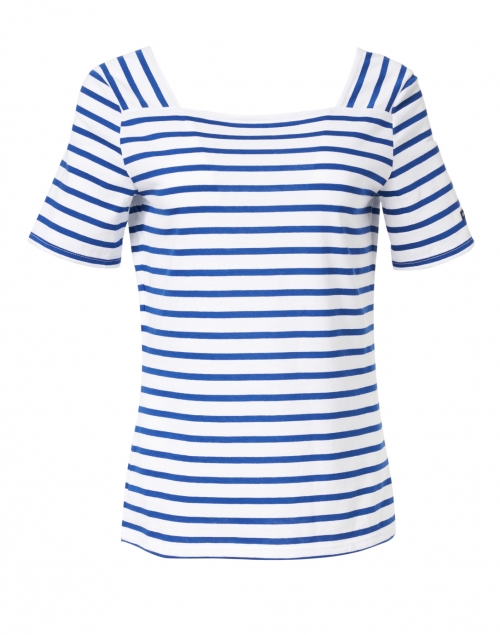 Saint James - Pleneuf White and Gitane Blue Striped Cotton Top