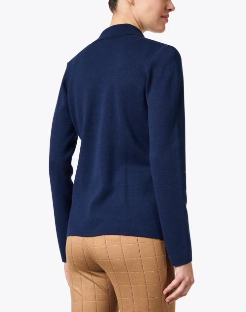 Back image - Kinross - Navy Cotton Cashmere Knit Blazer
