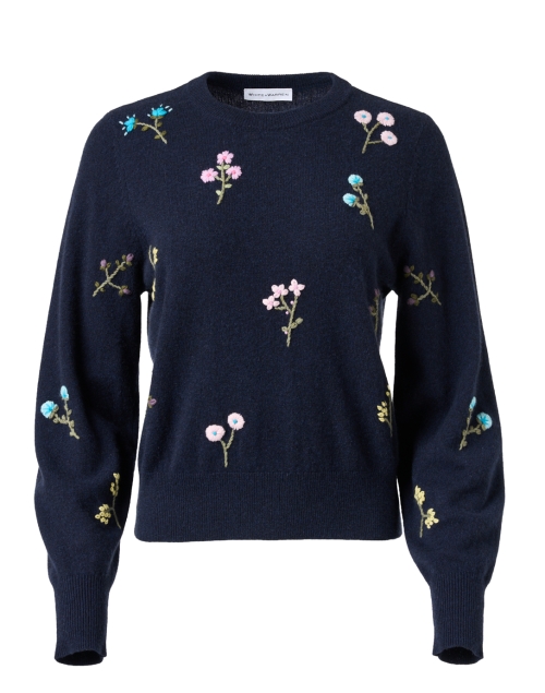 Product image - White + Warren - Navy Embroidered Cashmere Sweater