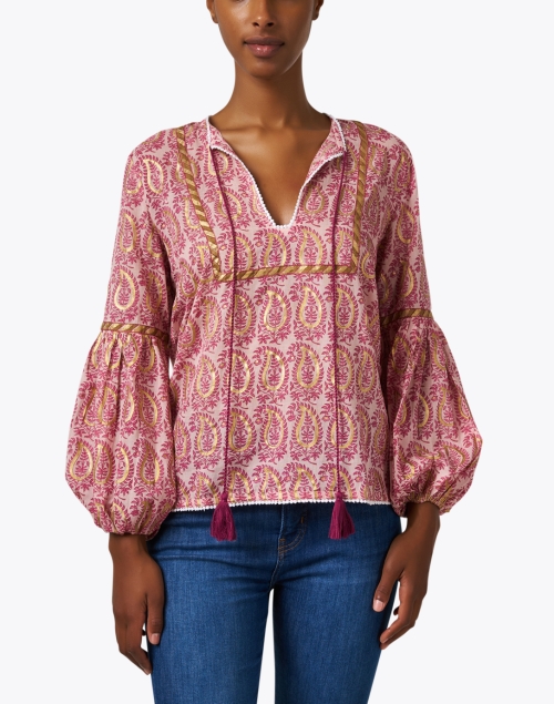 Front image - Oliphant - Pink Paisley Cotton Voile Top