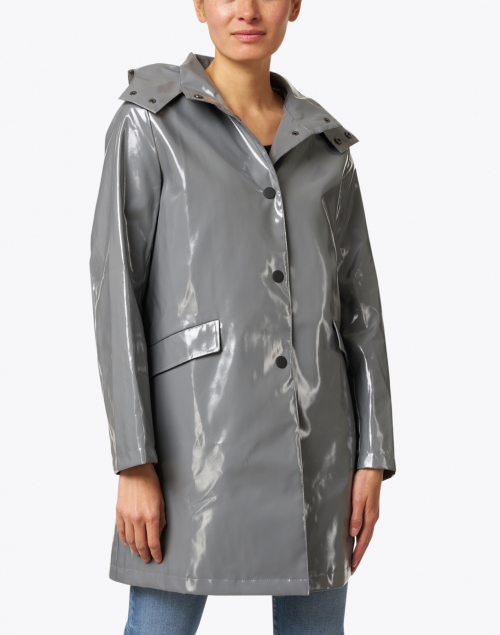 Front image - Jane Post - Storm Grey Water Repellent Slicker Coat