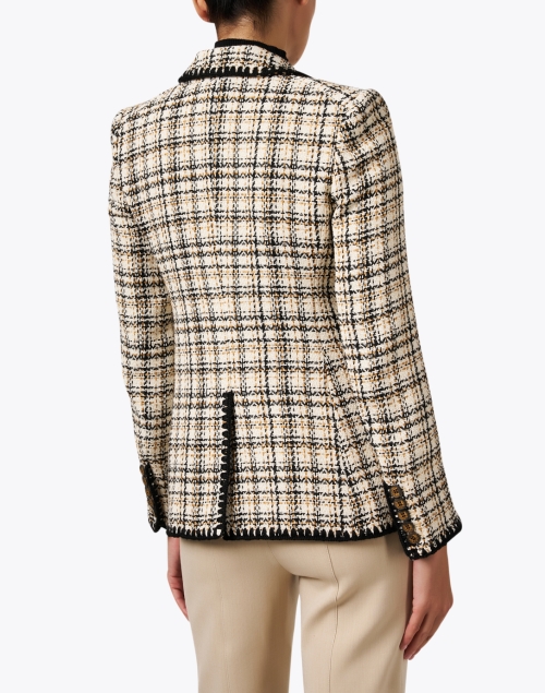 Back image - Veronica Beard - Lawrence Beige Plaid Tweed Dickey Jacket