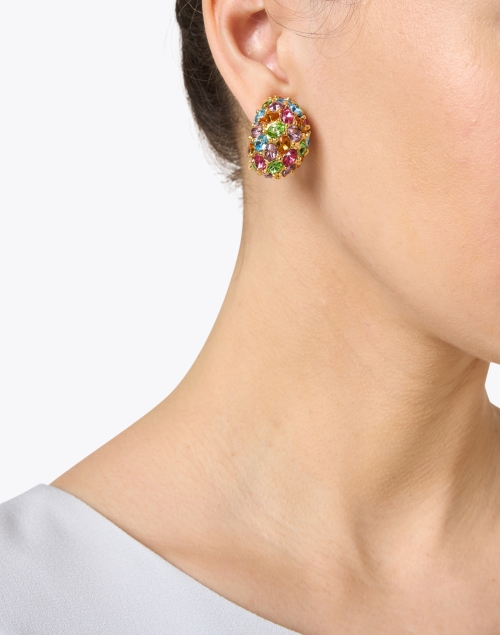 Look image - Kenneth Jay Lane - Multicolor Crystal Clip Earrings