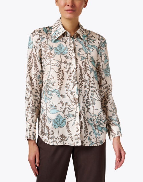 Front image - Lafayette 148 New York - Pampas Multi Floral Silk Blouse