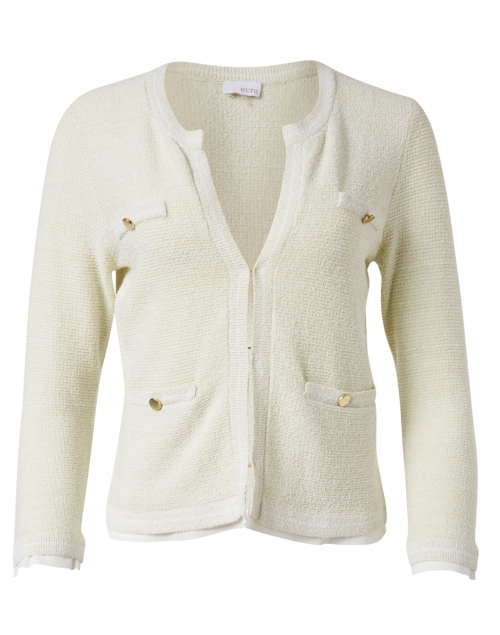 Ecru Cream Boucle Sweater Jacket