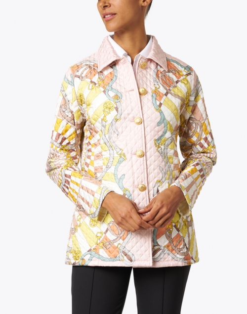 Front image - Rani Arabella - Firenze Melon Printed Silk Quilted Jacket