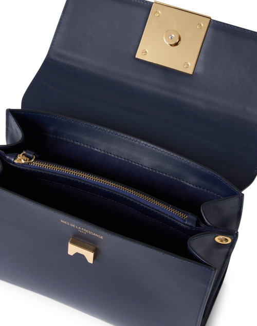 Back image - Ines de la Fressange - Beatrice Navy Leather Buckle Handbag