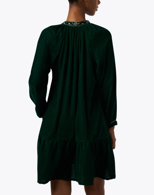 Back image - Bella Tu - Sloane Green Embroidered Velvet Dress