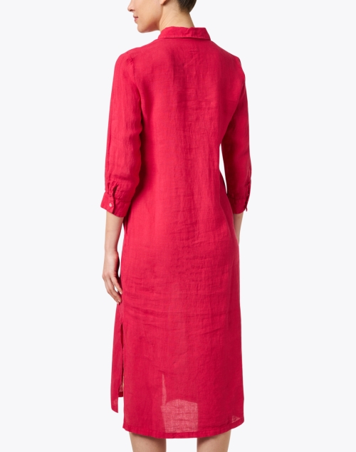 Back image - 120% Lino - Red Linen Shirt Dress