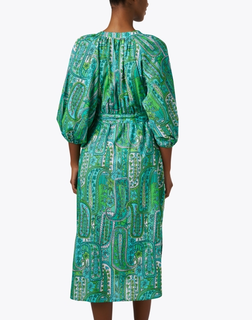 Back image - Vilagallo - Claudette Green Print Cotton Dress